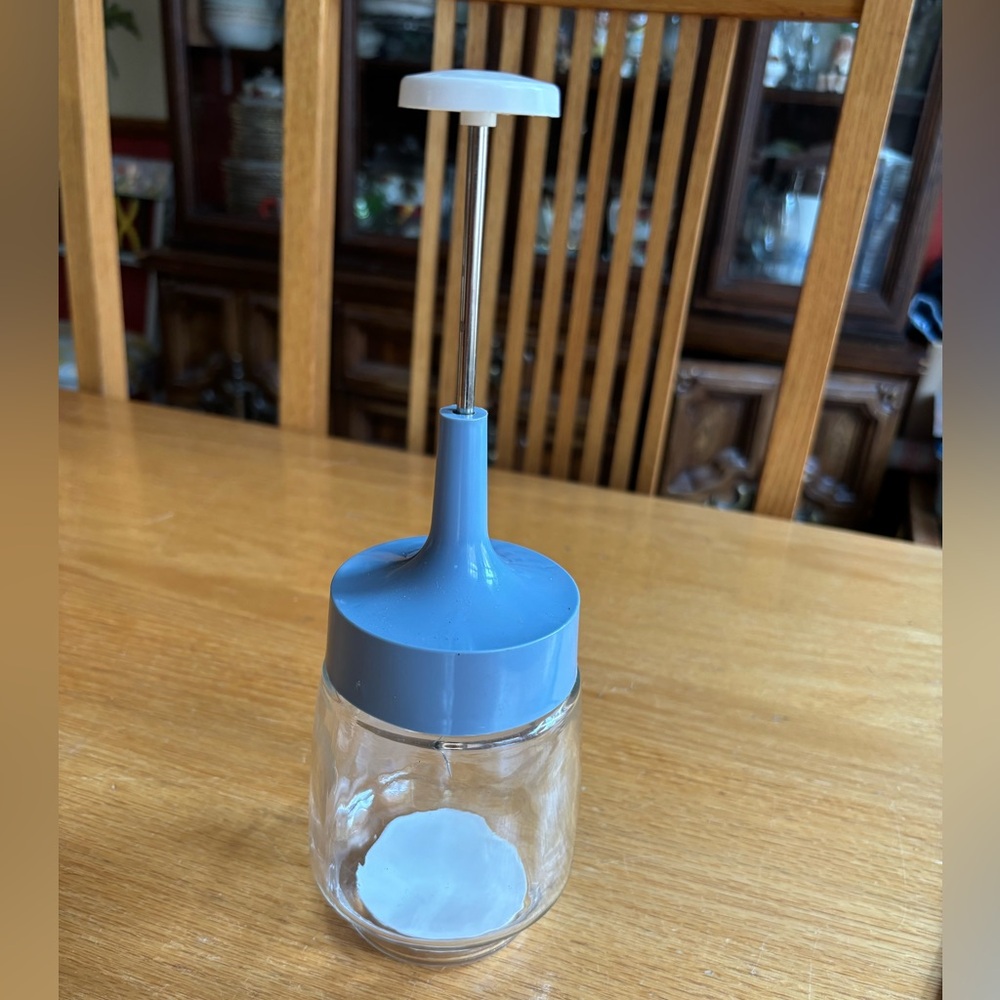 Vintage GEMCO Food Nut Chopper BLUE, Glass Jar, Disk, Stainless Blades